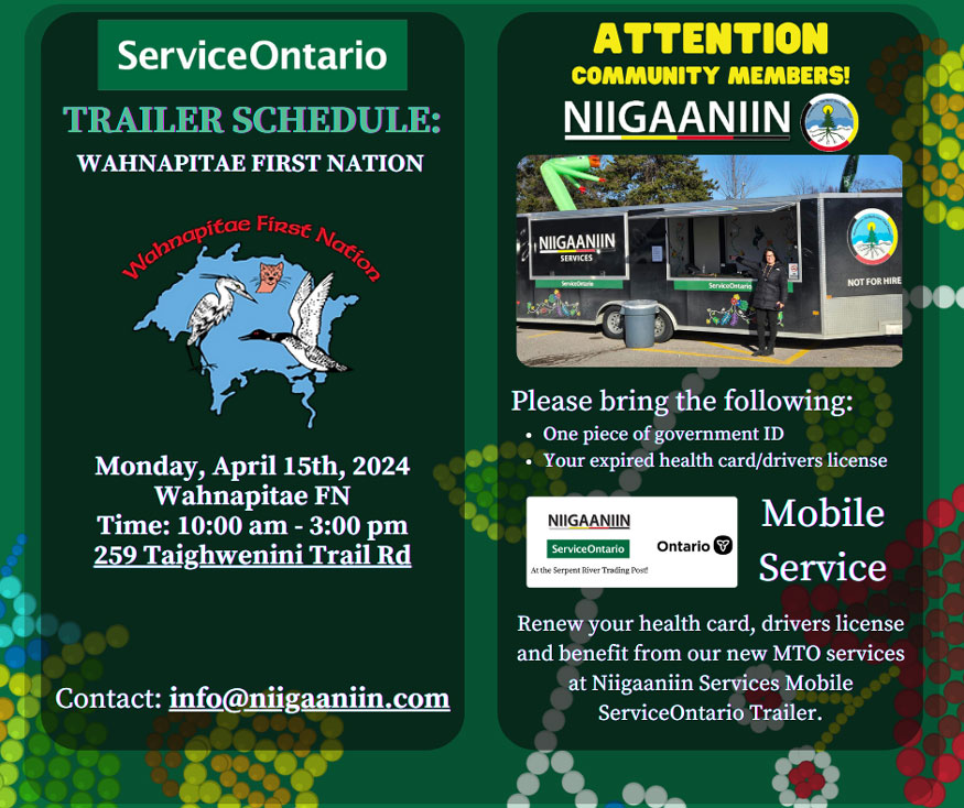 Wahnapitae First Nation - Service Ontario Mobile Office Visit