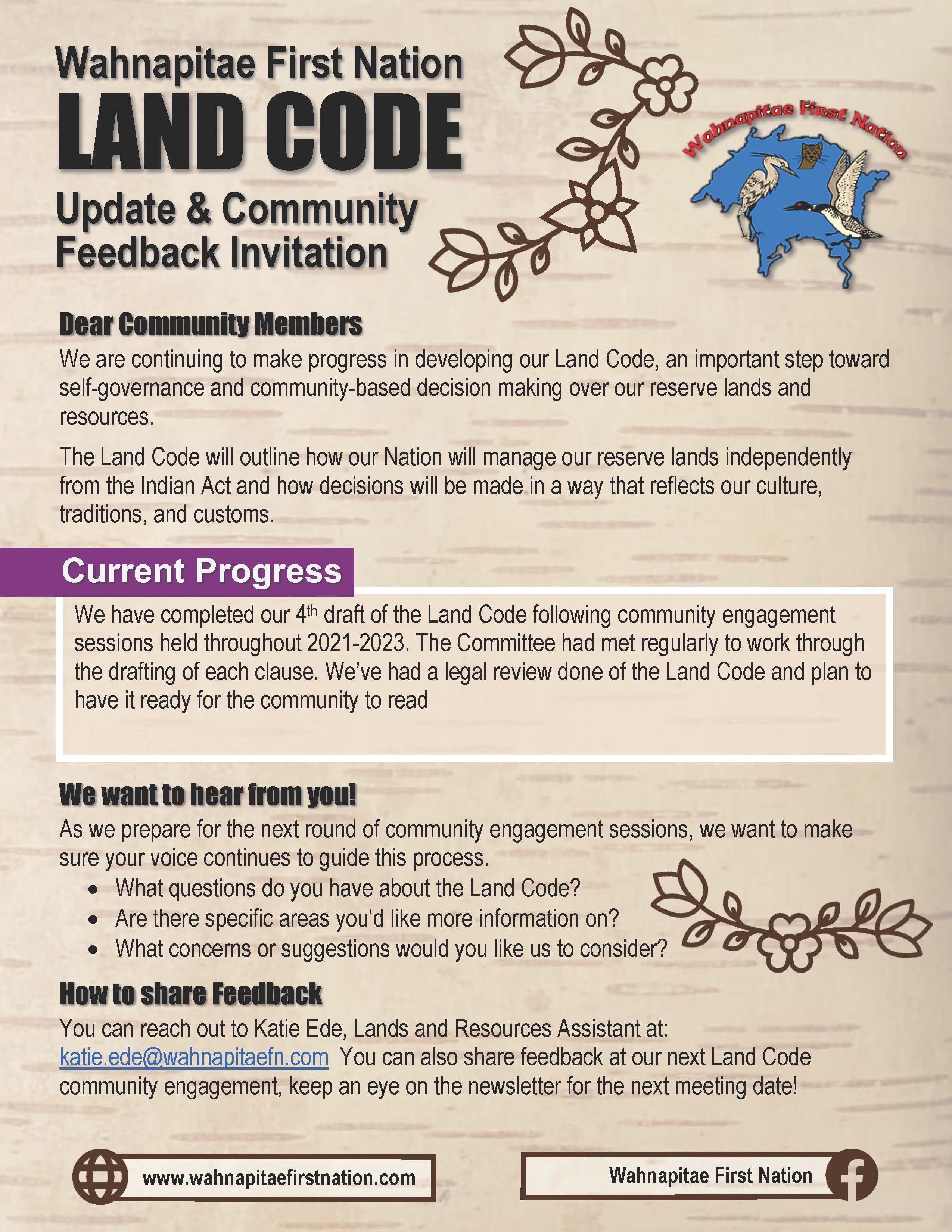 lands Wahnapitae Update Feedback Sheet July 2025