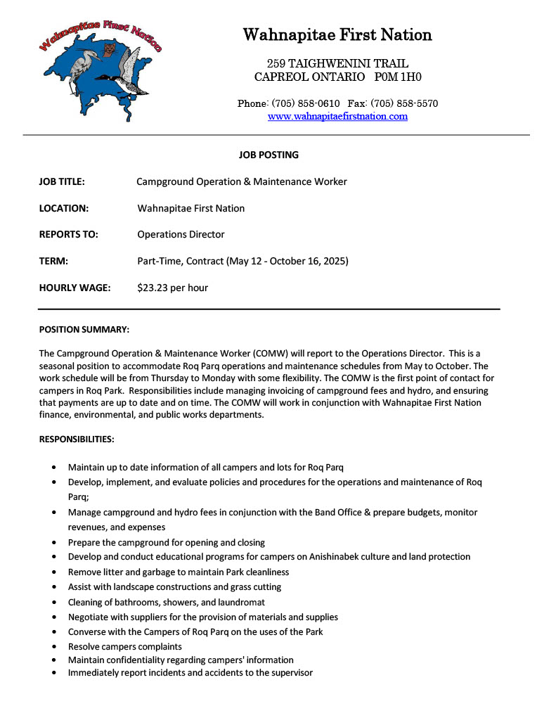 Campground Operation Maintenance Worker P1