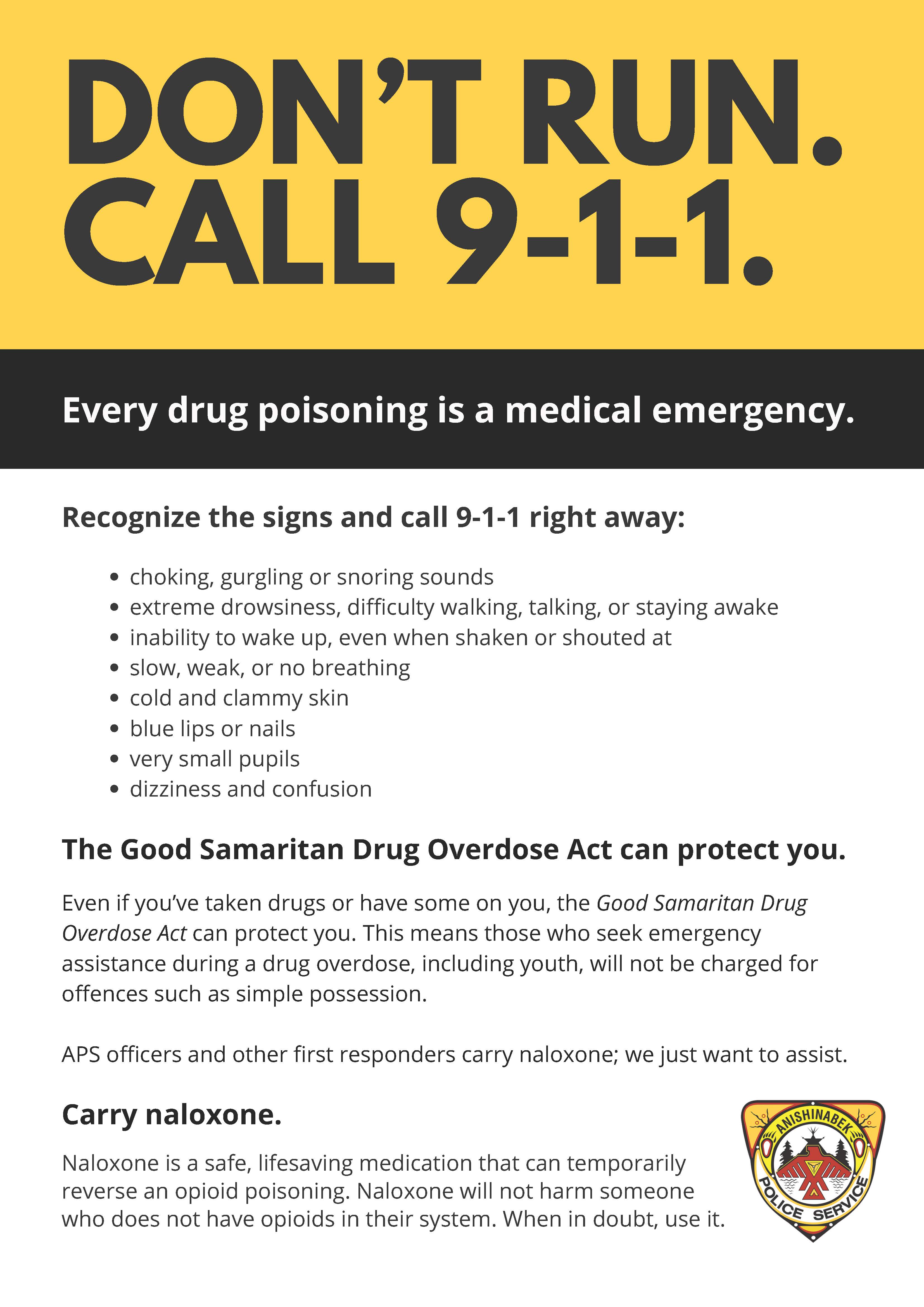 APS 2025 06 01 APS Dont run. Call 9 1 1 Poster