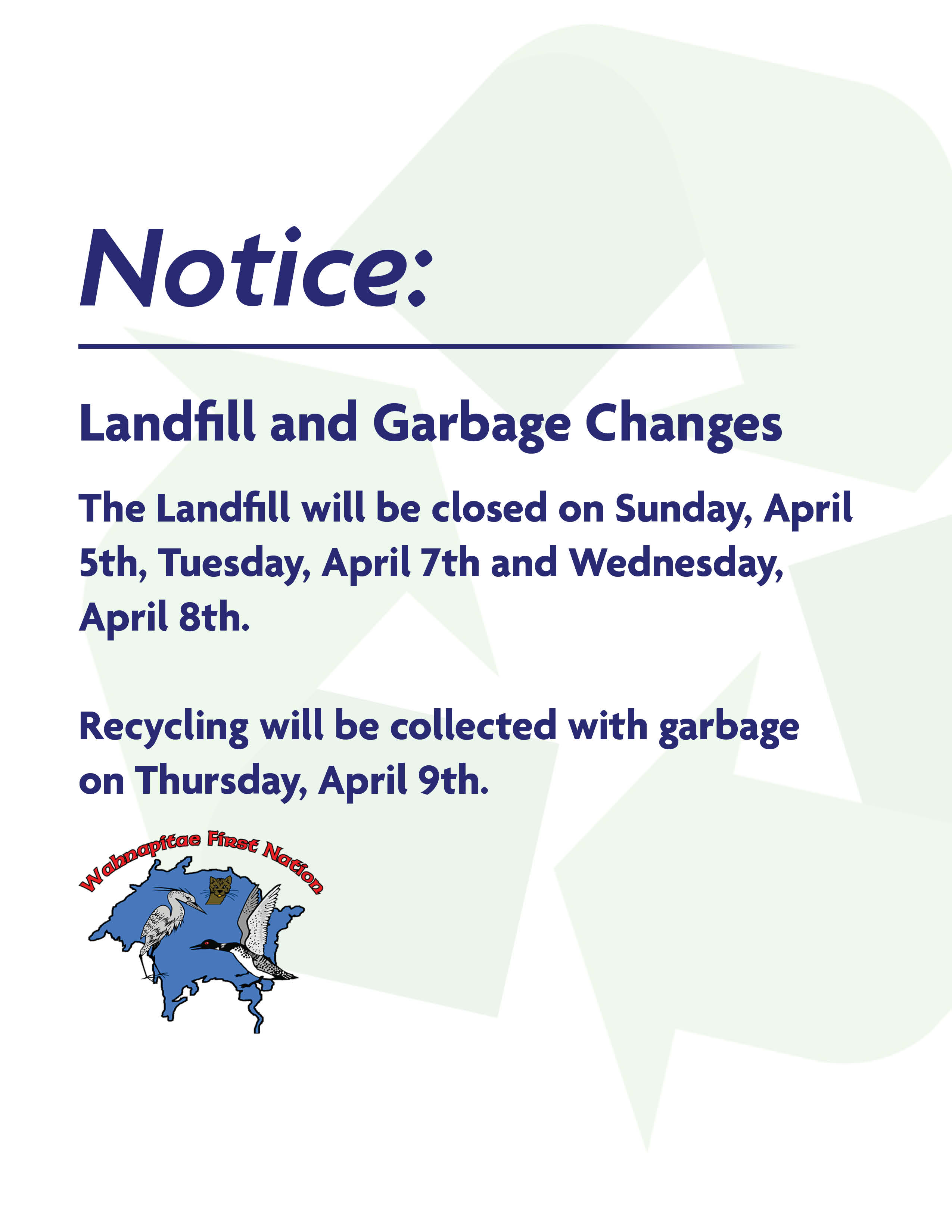 notice recycling delayed apr2026