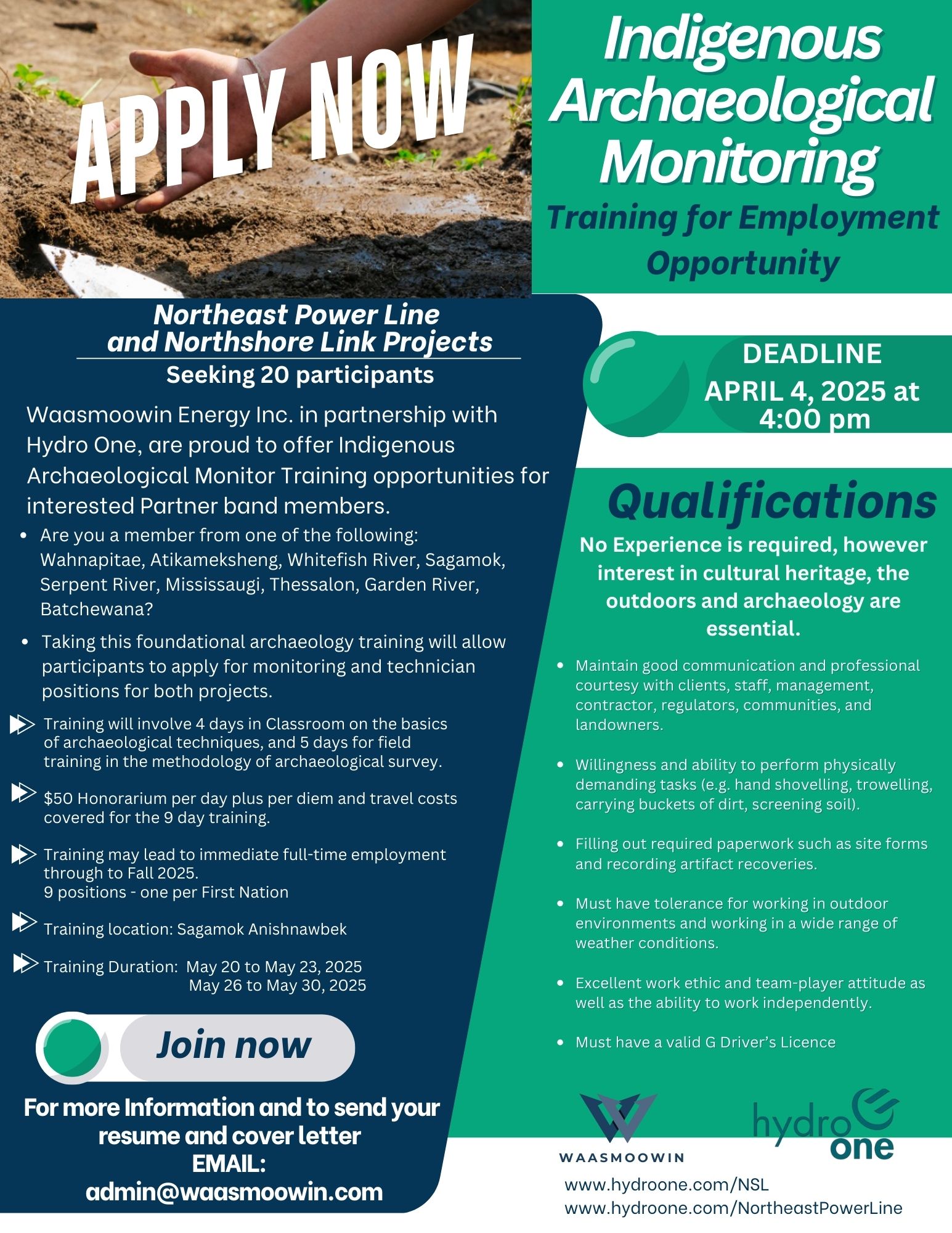 Indigenous Archaeological Monitoring Training Opportunity